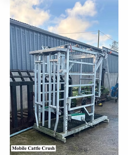Mobile cattle crush in a farmyard